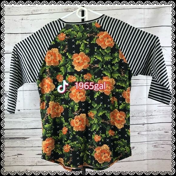 LuLaRoe Randy Plus Size 2X Orange Tan Green Roses - Picture 4 of 15